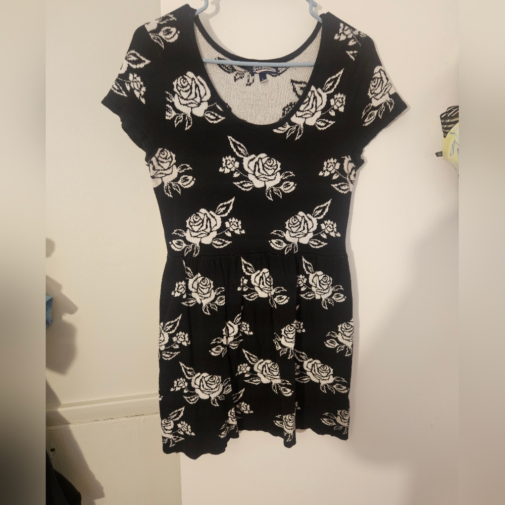 Black and White Floral Mini Dress